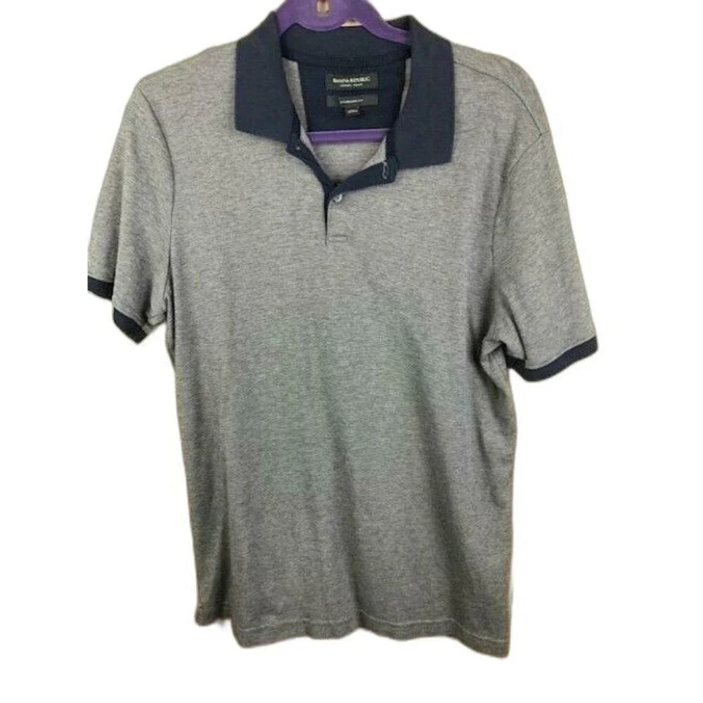 Banana Republic Mens Polo Shirt Size Large Black Luxury Touch Standard Fit